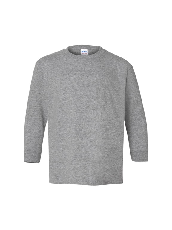 Youth Heavy Cotton Long Sleeve T-Shirt Crafts and DIY Crew Tees (Sport Grey , S)