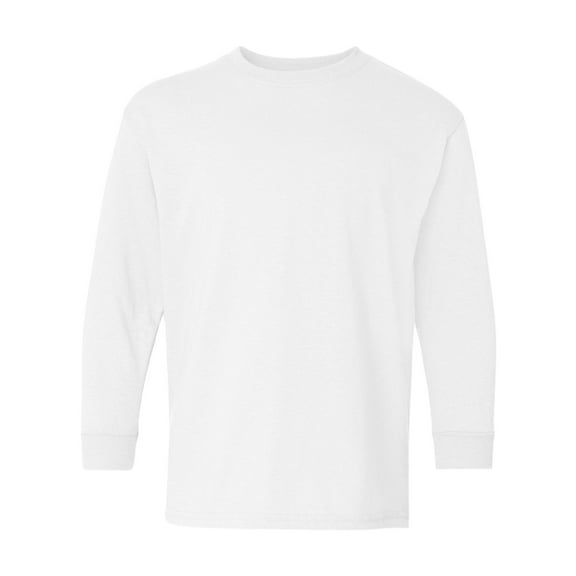 Gildan Youth Heavy Cotton Long Sleeve T-Shirt Crafts and DIY Crew Tees (White , M)
