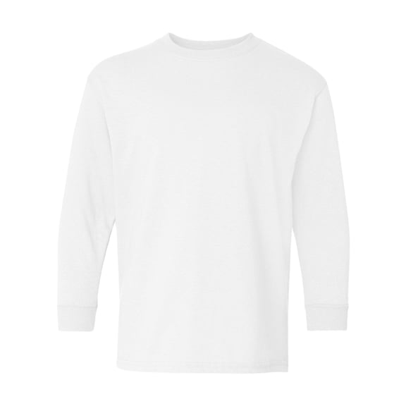 Gildan Youth Heavy Cotton Long Sleeve T-Shirt Crafts and DIY Crew Tees (White , XL)