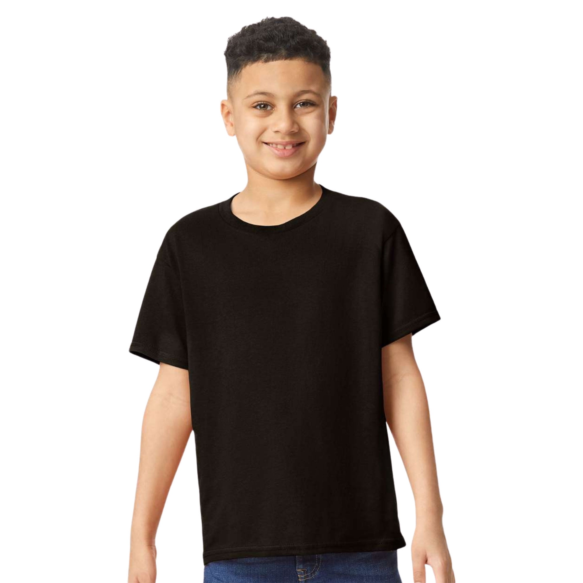 Youth Heavy Cotton Short Sleeve T-Shirt Craft and DIY Crew Tees (Black, L)