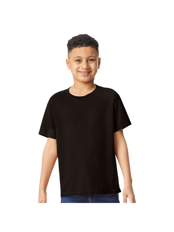 Youth Heavy Cotton Short Sleeve T-Shirt Craft and DIY Crew Tees (Black, S)