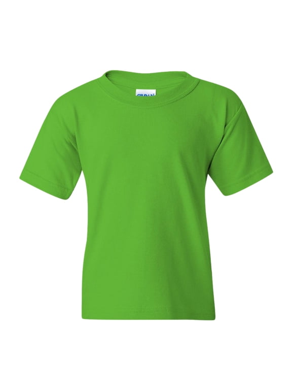 Youth Heavy Cotton Short Sleeve T-Shirt Craft and DIY Crew Tees (Electric Green, M)