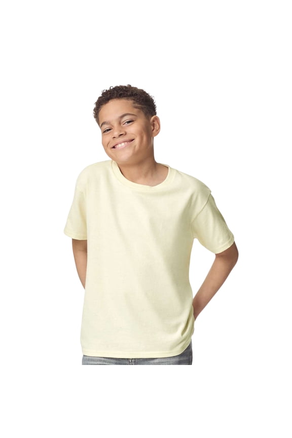 Youth Heavy Cotton Short Sleeve T-Shirt Craft and DIY Crew Tees (Off-White, S)