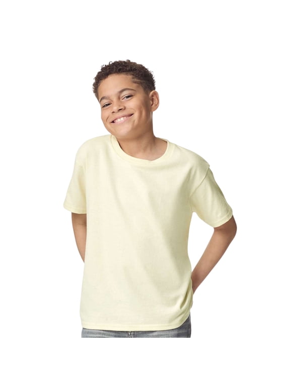Youth Heavy Cotton Short Sleeve T-Shirt Craft and DIY Crew Tees (Off-White, S)