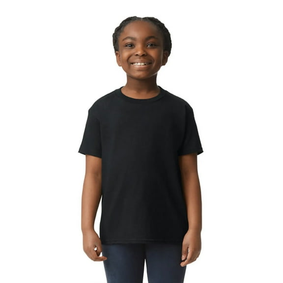 Gildan Youth Heavy Cotton T-Shirt, Blank Tee for Crafts & DIY, Kids Short Sleeve Tee, Black, XS