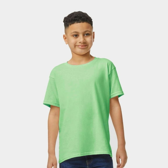 Gildan Youth Heavy Cotton T-Shirt, Blank Tee for Crafts & DIY, Kids Short Sleeve Tee, Mint Green, S