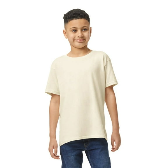 Gildan Youth Heavy Cotton T-Shirt, Blank Tee for Crafts & DIY, Kids Short Sleeve Tee, Natural, XL