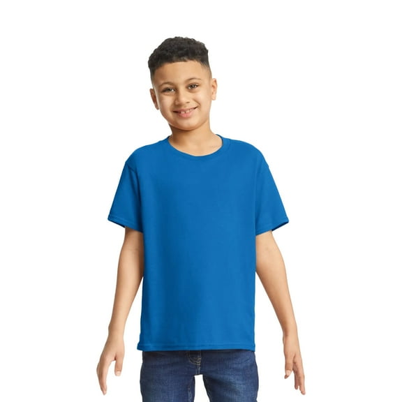 Gildan Youth Heavy Cotton T-Shirt, Blank Tee for Crafts & DIY, Kids Short Sleeve Tee, Royal, XS