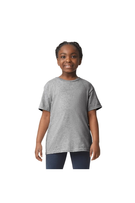 Youth Heavy Cotton T-Shirt, Blank Tee for Crafts & DIY, Kids Short Sleeve Tee, Sport Grey, M