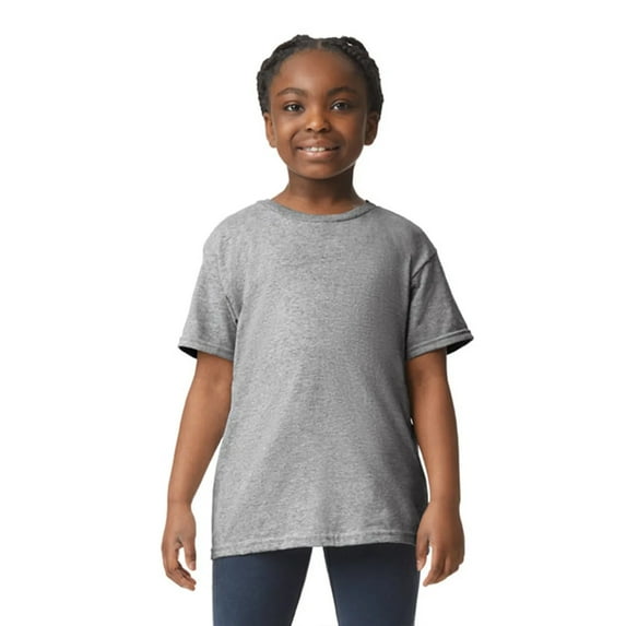 Gildan Youth Heavy Cotton T-Shirt, Blank Tee for Crafts & DIY, Kids Short Sleeve Tee, Sport Grey, S