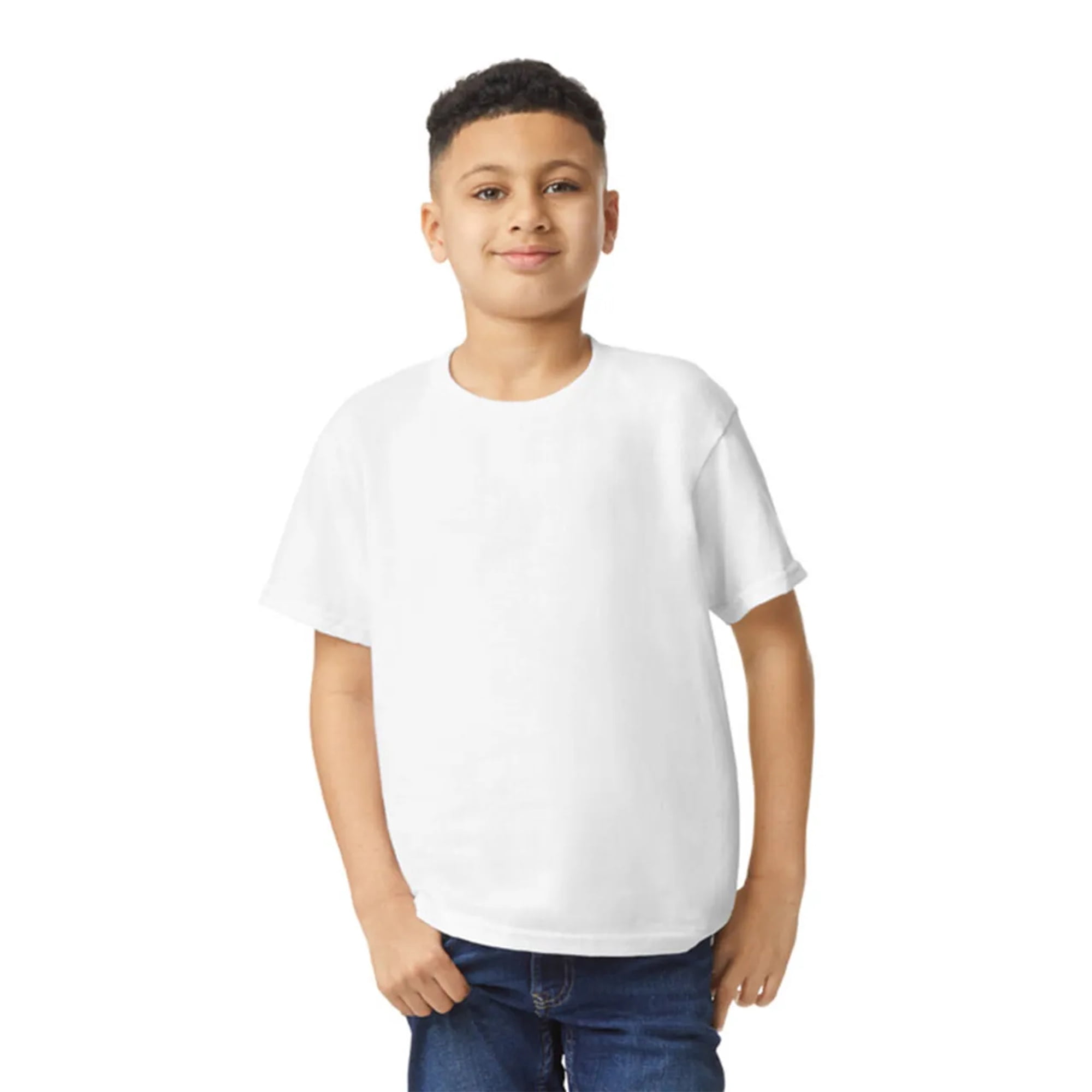 Youth Heavy Cotton T-Shirt, Blank Tee for Crafts & DIY, Kids Short Sleeve Tee, White, XS
