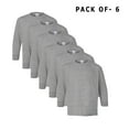 thumbnail image 1 of Gildan Youth Long Sleeve T-Shirt -GR54, Rib Collar Long Tee Shirt Unisex, Sport Grey, Pack 6, XL, 1 of 5