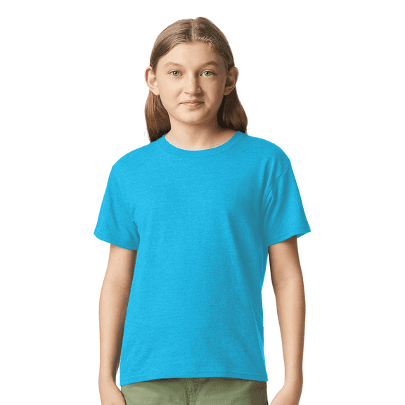 Gildan Youth Softstyle CVC T-Shirt, Short Sleeve Taped Neck Shirt, Caribbean Mist Tee, Size XL