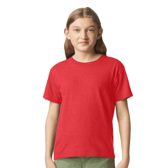 Gildan Youth Softstyle CVC T-Shirt, Short Sleeve Taped Neck Shirt, Red Mist Tee, Size L