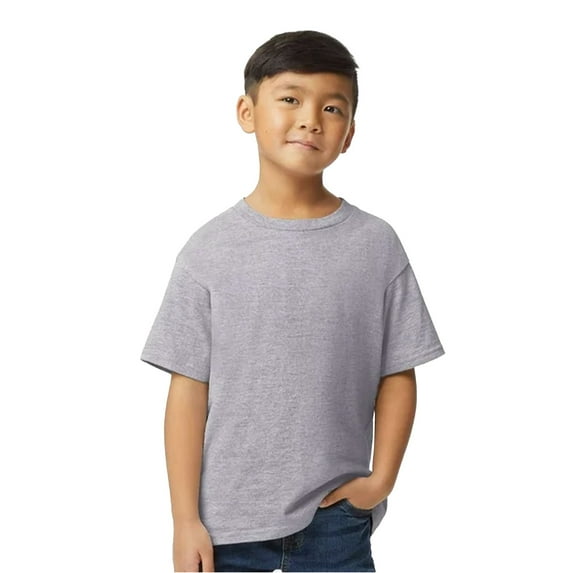 Gildan Youth Softstyle Cotton T-Shirt, Kids Short Sleeve Crewneck Shirt, Sport Grey Tee, Size XL