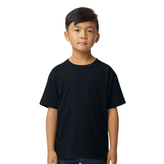 Gildan Youth Softstyle Midweight T-Shirt Short Sleeve Tee Shirts (Pitch Black, M)