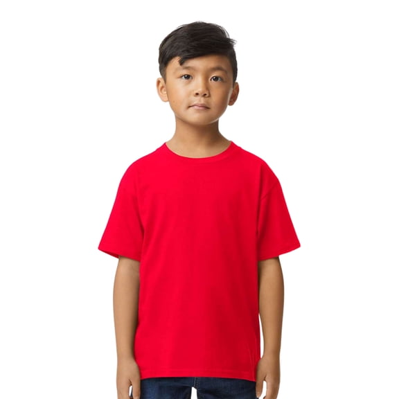 Gildan Youth Softstyle Midweight T-Shirt Short Sleeve Tee Shirts (Red, M)
