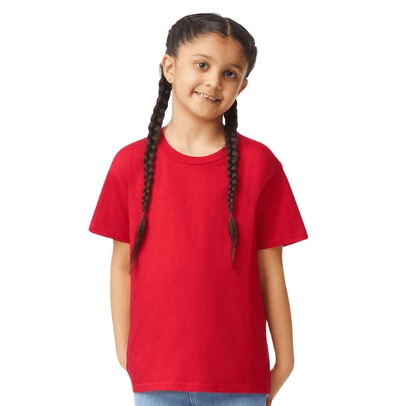 Gildan Youth Softstyle T-Shirt, 100% Ring-Spun Cotton Short Sleeve Crew Neck Kids Tee (Red, M)