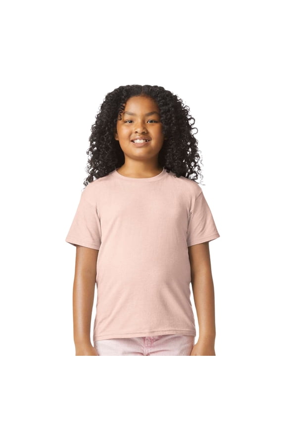 Youth Softstyle T-Shirt 60/40 Ring-Spun Cotton/Polyester Short Sleeve Plain Crew Neck Tee (Dusty-Rose, L)