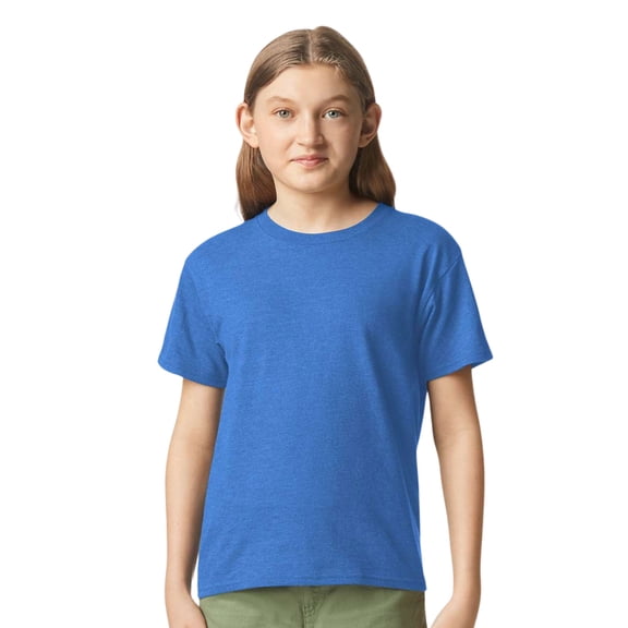 Gildan Youth Softstyle T-Shirt 60/40 Ring-Spun Cotton/Polyester Short Sleeve Plain Crew Neck Tee (Royal-Mist, M)