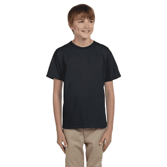 Gildan Youth Ultra Cotton T-Shirt, Youth Crewneck T-Shirt, Cotton Kids Short Sleeve Tee, Black, S