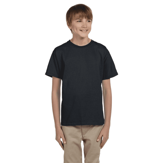 Gildan Youth Ultra Cotton T-Shirt, Youth Crewneck T-Shirt, Cotton Kids Short Sleeve Tee, Black, XS