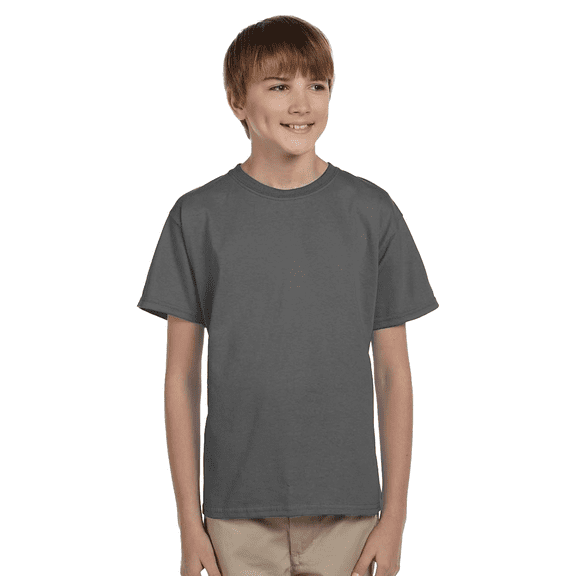 Gildan Youth Ultra Cotton T-Shirt, Youth Crewneck T-Shirt, Cotton Kids Short Sleeve Tee, Charcoal, XL