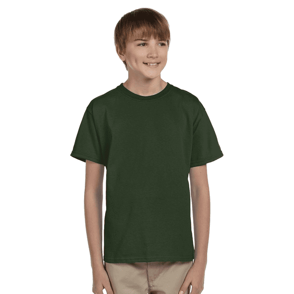 Gildan Youth Ultra Cotton T-Shirt, Youth Crewneck T-Shirt, Cotton Kids Short Sleeve Tee, Forest Green, S