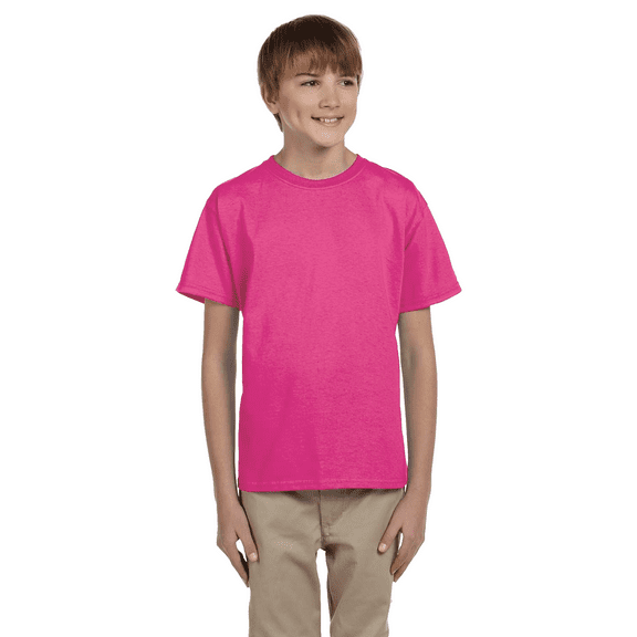Gildan Youth Ultra Cotton T-Shirt, Youth Crewneck T-Shirt, Cotton Kids Short Sleeve Tee, Heliconia, M