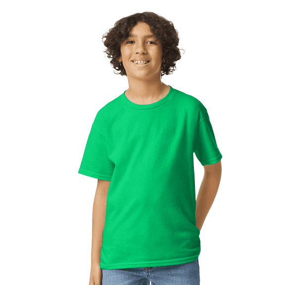 Gildan Youth Ultra Cotton T-Shirt, Youth Crewneck T-Shirt, Cotton Kids Short Sleeve Tee, Irish Green, L