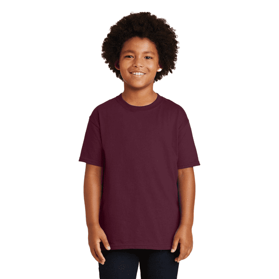 Gildan Youth Ultra Cotton T-Shirt, Youth Crewneck T-Shirt, Cotton Kids Short Sleeve Tee, Maroon, XL