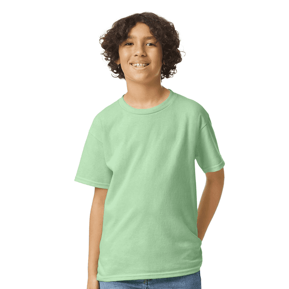 Gildan Youth Ultra Cotton T-Shirt, Youth Crewneck T-Shirt, Cotton Kids Short Sleeve Tee, Mint Green, M