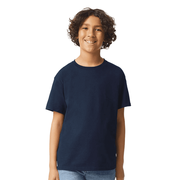 Gildan Youth Ultra Cotton T-Shirt, Youth Crewneck T-Shirt, Cotton Kids Short Sleeve Tee, Navy, XL