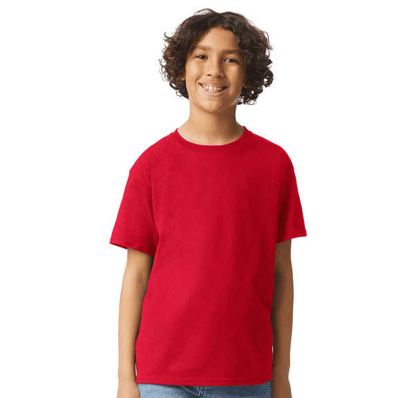 Gildan Youth Ultra Cotton T-Shirt, Youth Crewneck T-Shirt, Cotton Kids Short Sleeve Tee, Red, XS