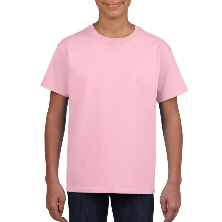 Gildan Youth Ultra Cotton T-Shirt, S, Light Pink