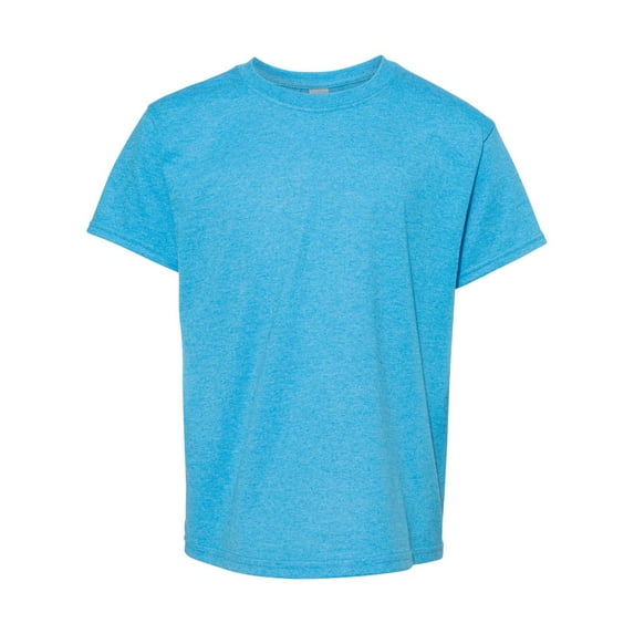 Couver Heavy Cotton™ Youth Girls Boys Short Sleeve T-Shirt Top, Heather Sapphire, Small, 1 Pack