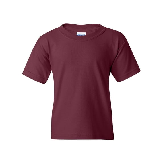 Couver Heavy Cotton™ Youth Girls Boys Short Sleeve T-Shirt Top, Maroon, X-Small, 1 Pack