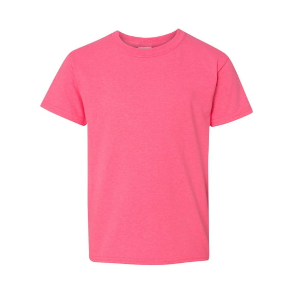 Couver Heavy Cotton™ Youth Girls Boys Short Sleeve T-Shirt Top, Safety Pink, X-Large, 1 Pack