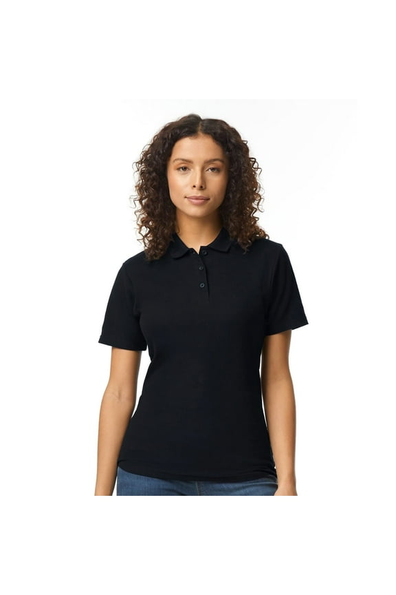 Softstyle Women's Pique Short Sleeve Polo Shirt GR648 in Black, XL