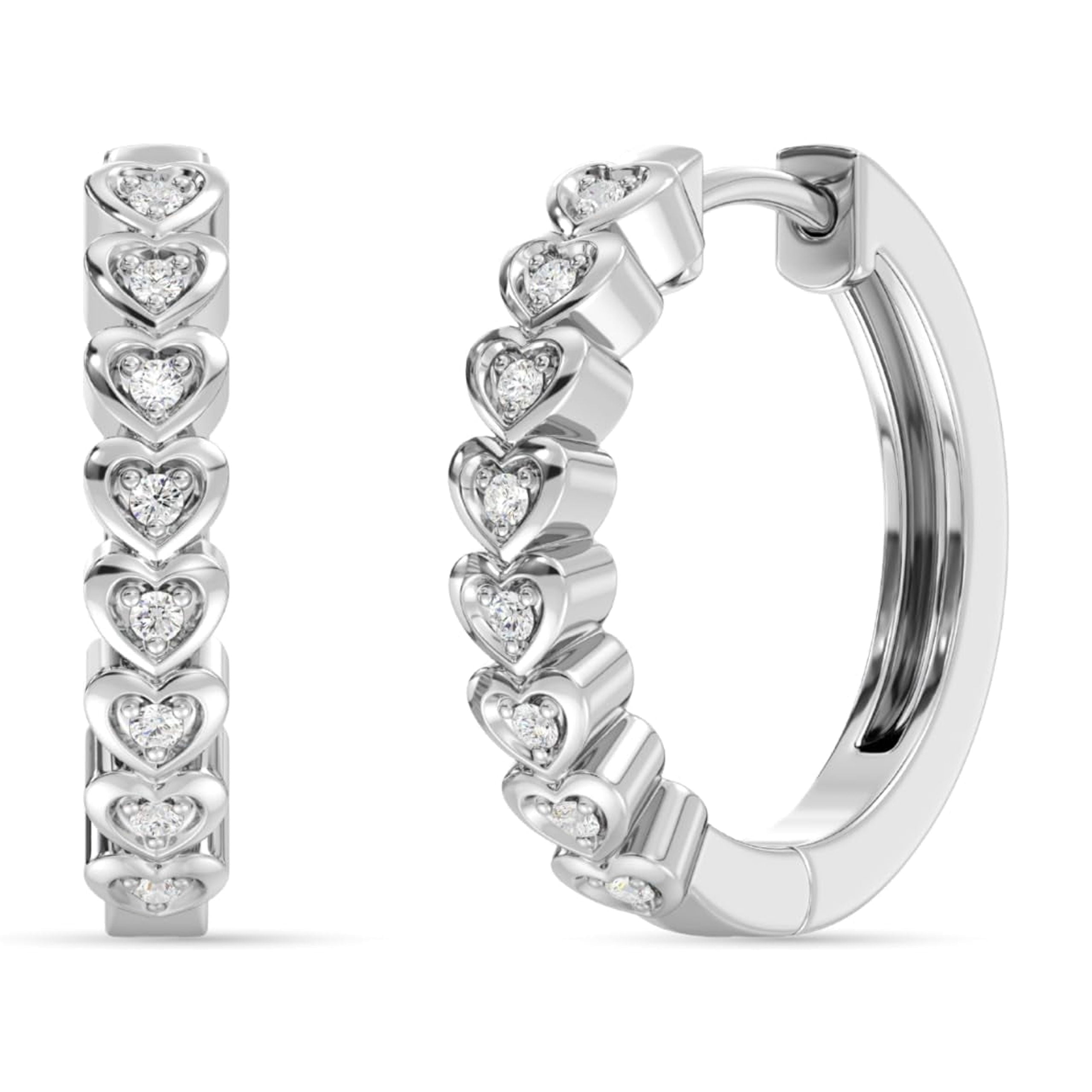 GILDED 1/4 Carat Total Weight Lab-Grown Diamond Hoop Earrings for Women in 14KT Gold Plated Sterling Silver | Heart Shaped Hoops | Hypoallergenic Fine Jewelry | Hinged Closure | SI1 Clarity, F Color