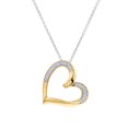 thumbnail image 1 of Gilded 1/10 ct. T.W. Lab Grown Diamond (SI1-SI2 Clarity, F-G Color) and 14K Yellow Gold Plating Over Sterling Silver Sideways Heart Pendant with an 18 Inch Spring Ring Clasp Cable Chain, 1 of 5