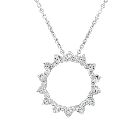 Gilded 1/10 ct. T.W. Lab Grown Diamond (SI1-SI2 Clarity, F-G Color) and Sterling Silver Round Pendant with an 18 Inch Spring Ring Clasp Cable Chain