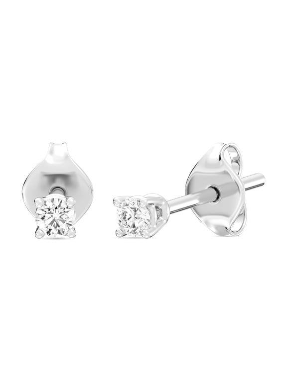 1/10 CTW Lab-Grown Diamond Stud Earrings for Women & Men, Round Cut 925 Sterling Silver, Hypoallergenic Jewelry - SI1 Clarity F Color
