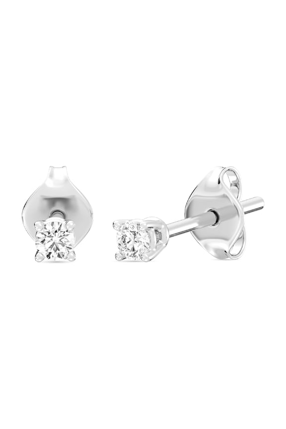 1/10 CTW Lab-Grown Diamond Stud Earrings for Women & Men, Round Cut 925 Sterling Silver, Hypoallergenic Jewelry - SI1 Clarity F Color