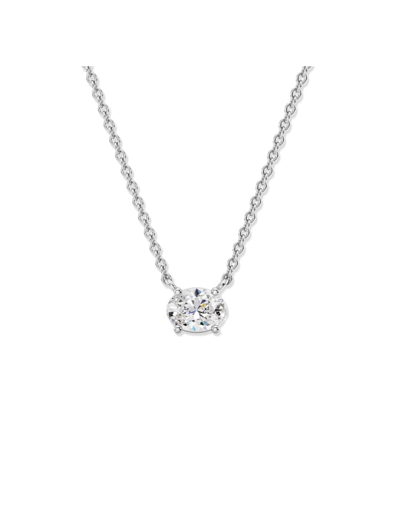 1/2 CTTW Lab-Grown Diamond Solitaire Pendant| Oval Cut Sterling Silver, 18" Chain, Tarnish-Resistant, Ethical Jewelry, Gift-Ready for Women