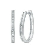 GILDED 1/2 CTTW Round Natural Diamond Huggie Hoop Earrings for women in 925 Sterling Silver