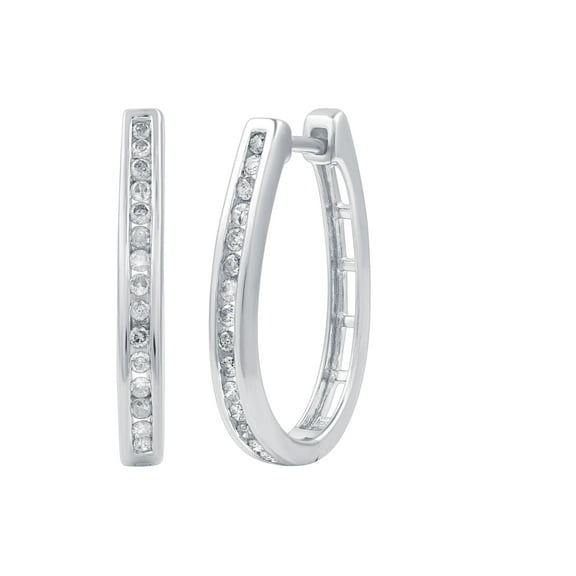Gilded 1/2 CTTW Round Natural Diamond Huggie Hoop Earrings for women in 925 Sterling Silver