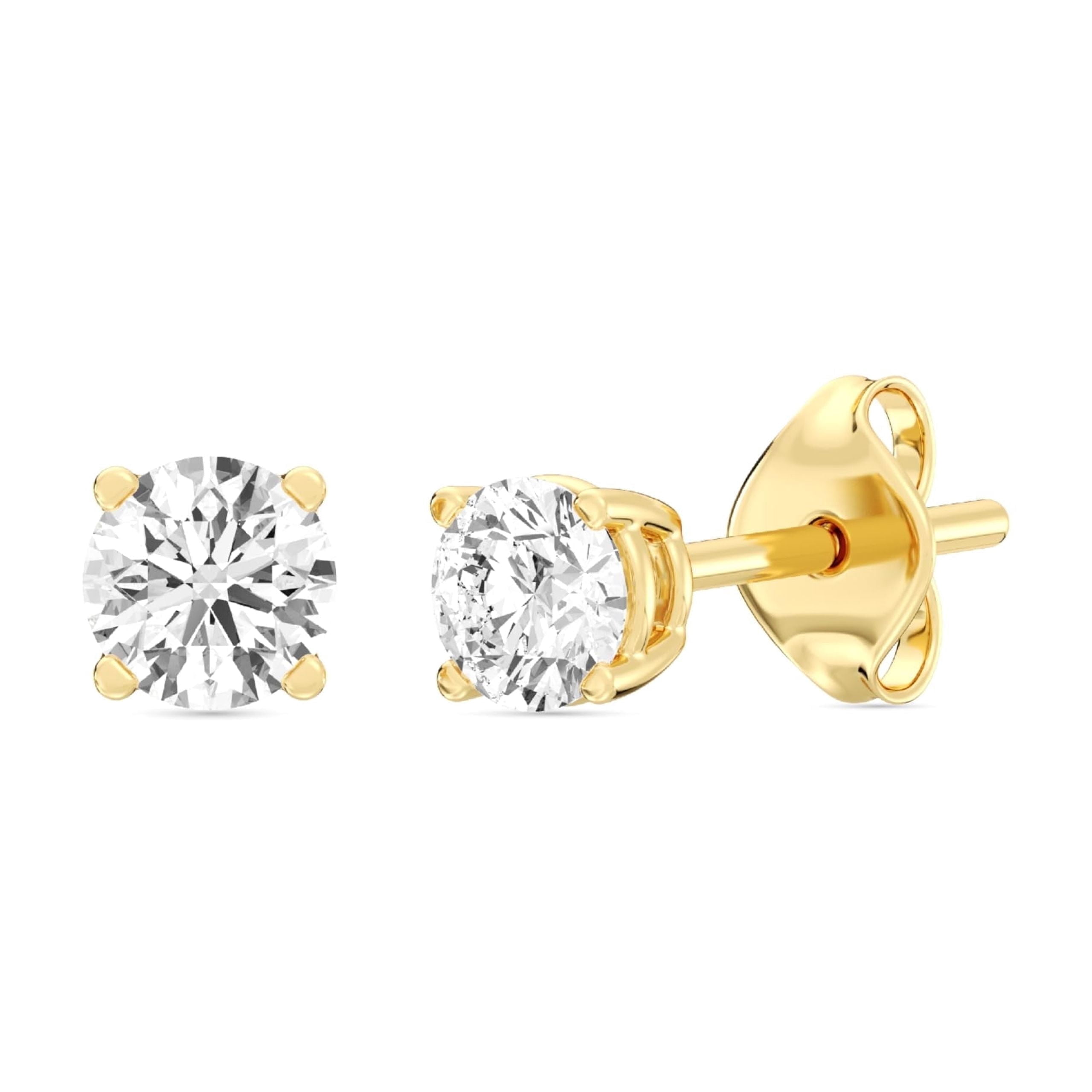 Gilded 1/2 CTW Lab-Grown Diamond 10KT Yellow Gold Stud Earrings for ...