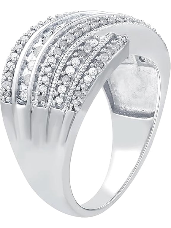 1/2 CTW Natural Diamond Marqauee Cluster Shaped Ring with Miracle Plating, Sterling Silver, Size 4 to 10, Elegant & Ethical Jewelry for Women, Gift Box Included