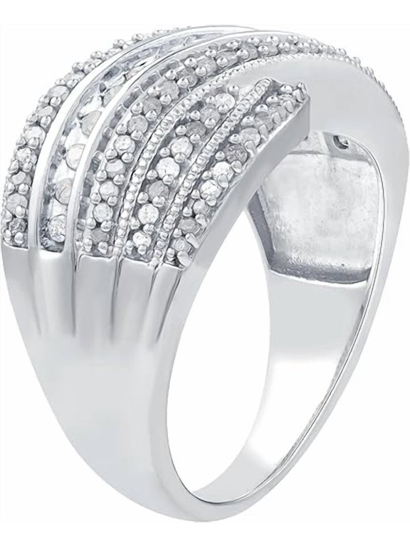 1/2 CTW Natural Diamond Marqauee Cluster Shaped Ring with Miracle Plating, Sterling Silver, Size 4 to 10, Elegant & Ethical Jewelry for Women, Gift Box Included